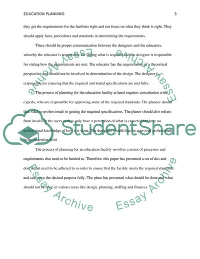 Dos & Dont for Educational Facility Planning Project