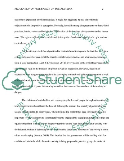 Regulation of Free Speech on Social Media