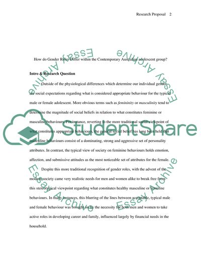 How Do Gender Roles Differ within the Contemporary Australian Adolescent Group