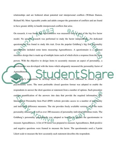 Aspect of a Personality- Agreeableness