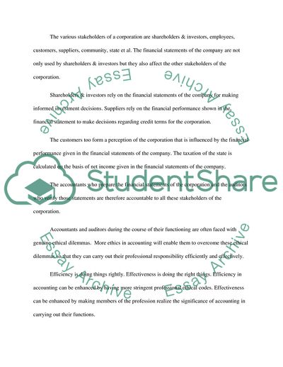 Ethical Accounting will Enhance the Effectiveness of Accounting