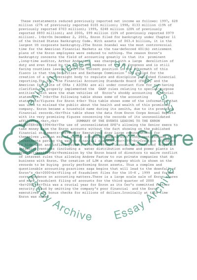 The Financial Collapse of Enron Corporation