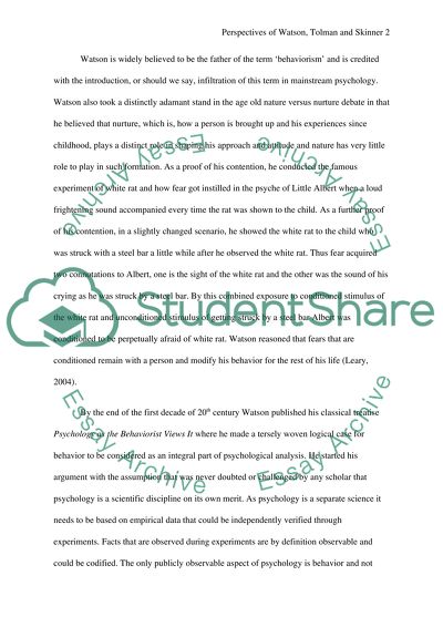 Perspectives of Watson, Tolman, and Skinner