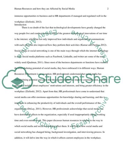 Human Resources and how they are affected by social media/social networking