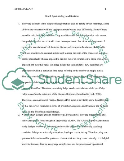 Health Epidemiology and Statistics