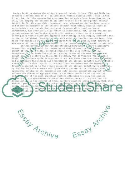 Strategic Analysis for Cathay Pacific Airways