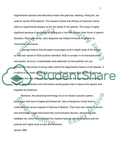 Apraxia of Speech: An overview