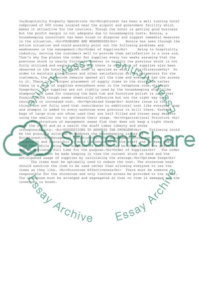 Hospitality Property Operations