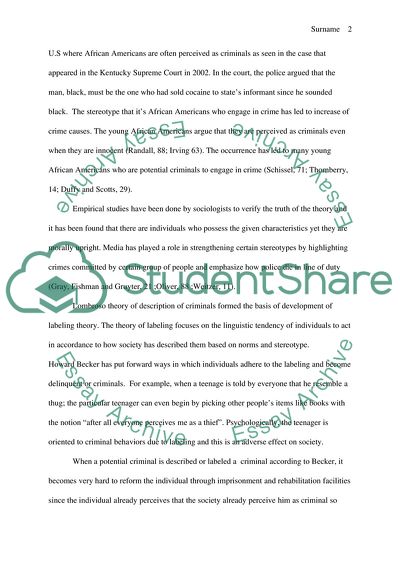 Effect of Stereotypes on Potential Criminals