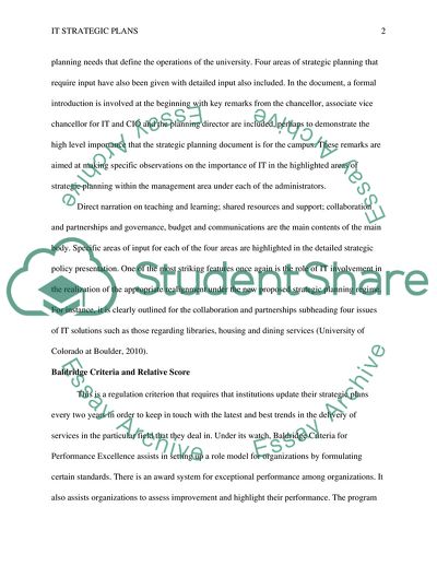 Assessing IT Strategic Planning