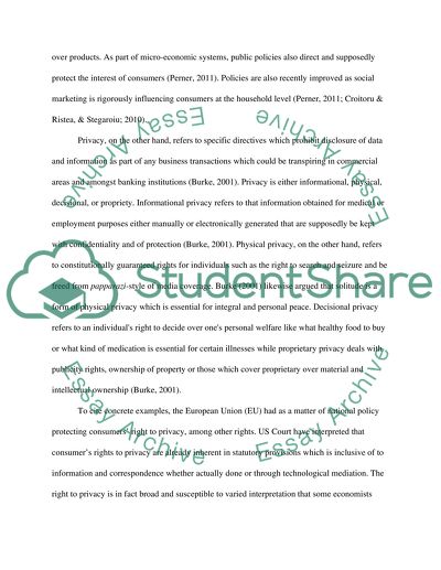 Policy Issue Assessment: Consumer Privacy