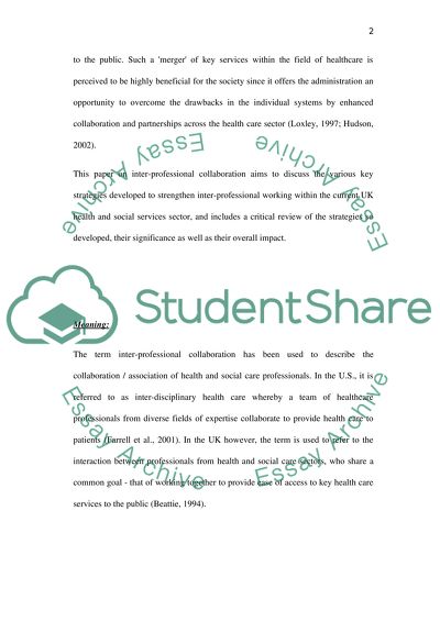 Health Science and Medicine: Inter-Professional Collaboration