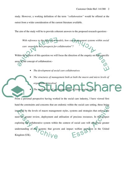 Collaborative Management in Social Care