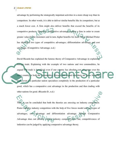 Classic Comparative Advantage vs. Porters Competative Advantage
