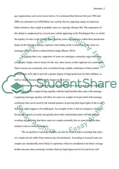 The Debate on Marriage Equality