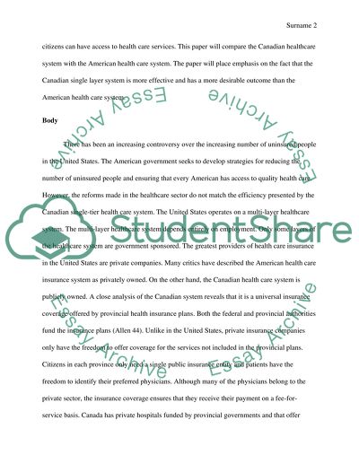 Comparison of the American and Canadian Healthcare Systems