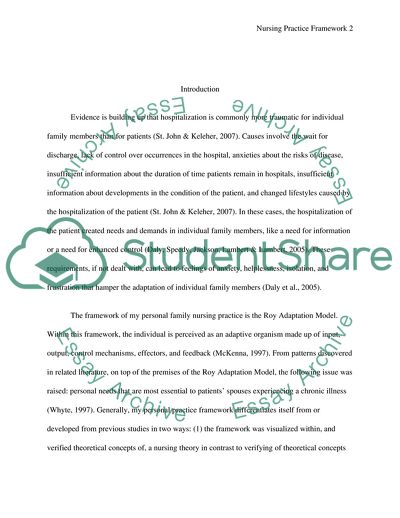 Family Nursing within the Roy Adaptation Model Framework