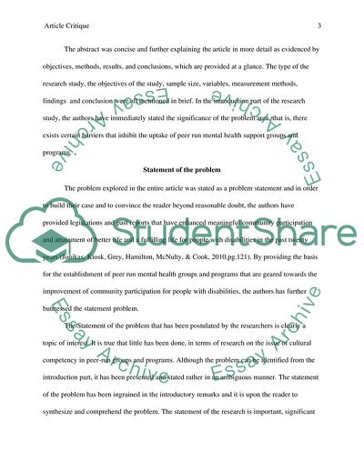Critique of Cultural Competency in Peer-Run Programs Article by Jessica A. Jonikas, et. al