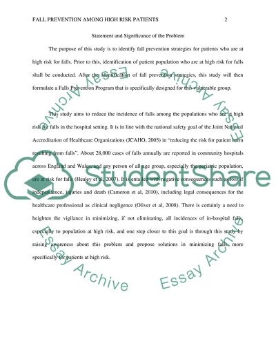 The Fall Prevention Among High Risk Patients