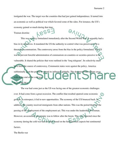 Cold War and American Contribution