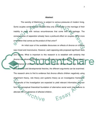 Divorce and Childs Welfare