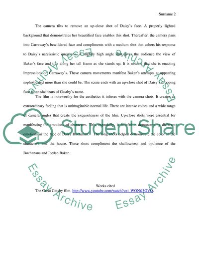 Camera Shots in The Great Gatsby