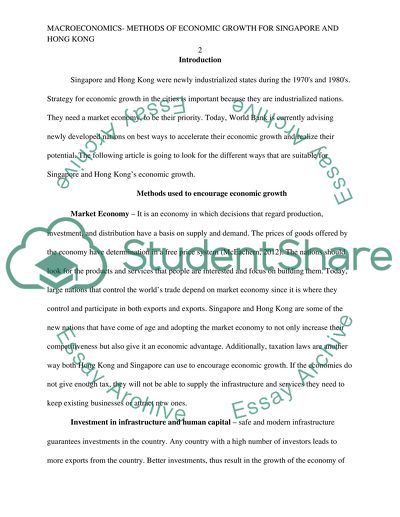 Macroeconomics- methods of Economic growth for Singapore and Hong Kong