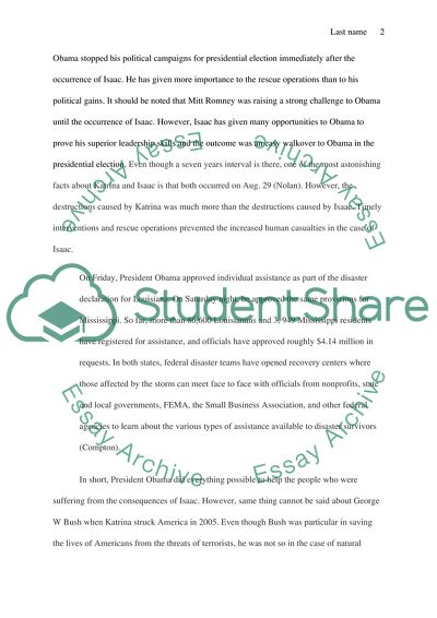 What Hurricane Effected the Presidents Image Stronger