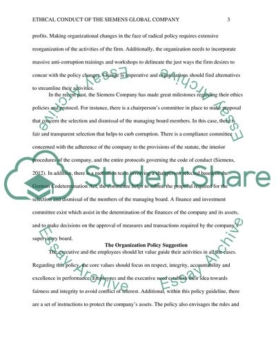 Ethical Conduct of the Siemens Global Company