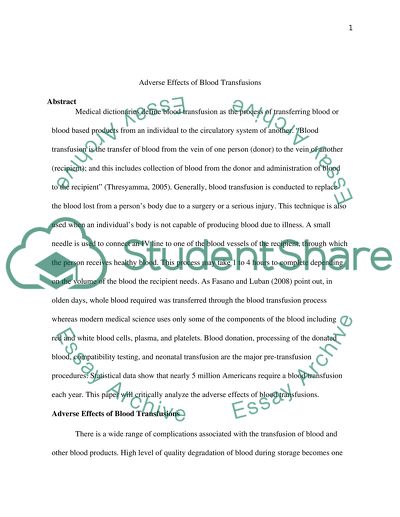 Adverse Effects of Blood Transfusions
