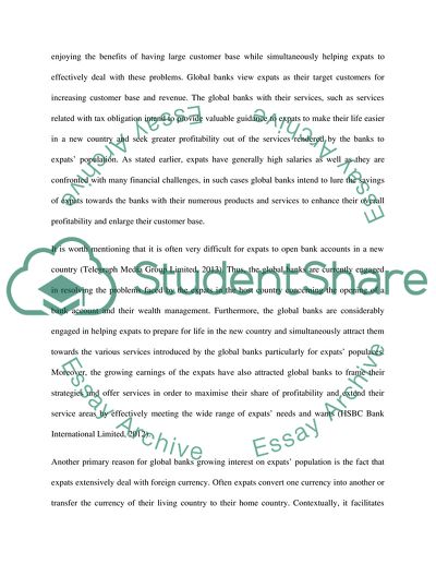 Marketing Financial Services: Global Banks Interest on Expats Population