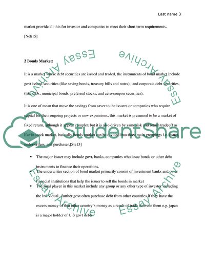 Money Markets, Bonds Market, Mortgages