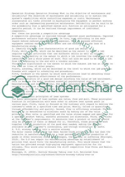 The Objective of Maintenance and Reliability