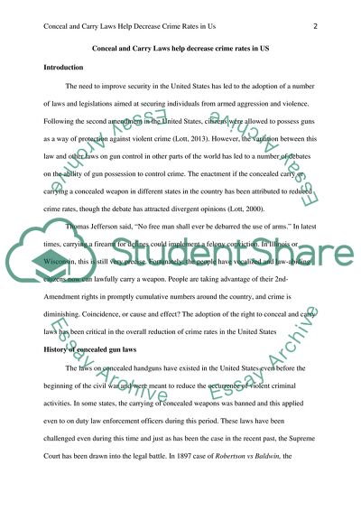 Conceal and Carry Laws Help Decrease Crime Rates in the US