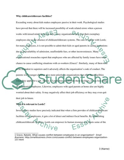 Childcare/eldercare Facilities A Recommendation Report for the Lords International Board of Directors