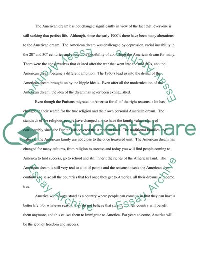 The American Dream, the Puritans and the Changes