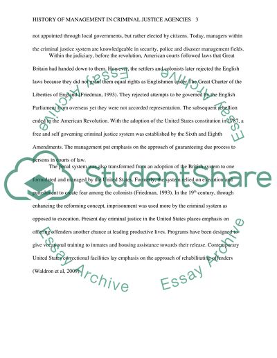 History of Management in Criminal Justice Agencies