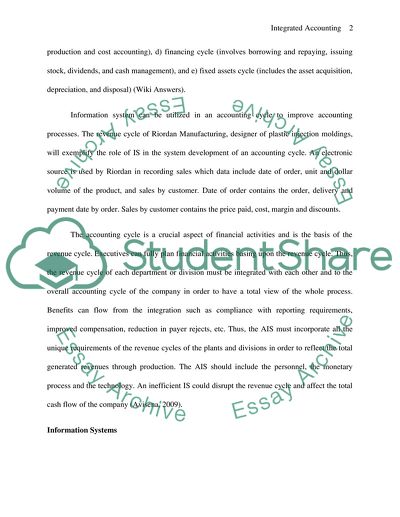 Integrated Accounting Cycle in Riordan Manufacturing