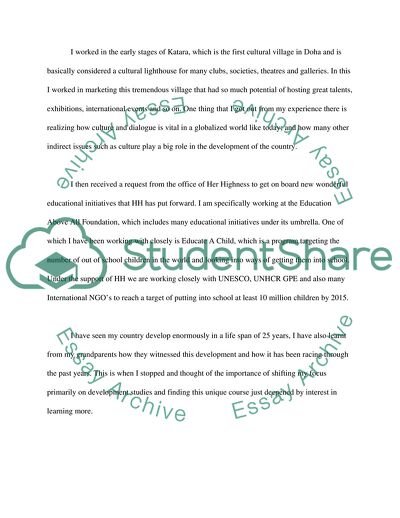 A Letter of Intent fo Apllying to London South Bank University