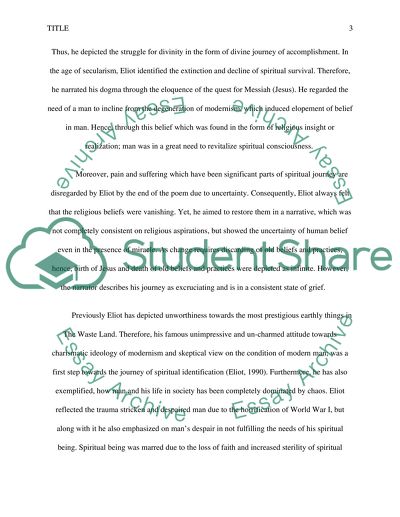 Eliots Work and Philosophical Notions