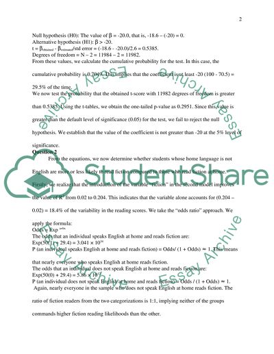 Interpreting the Results of a Regression Analysis