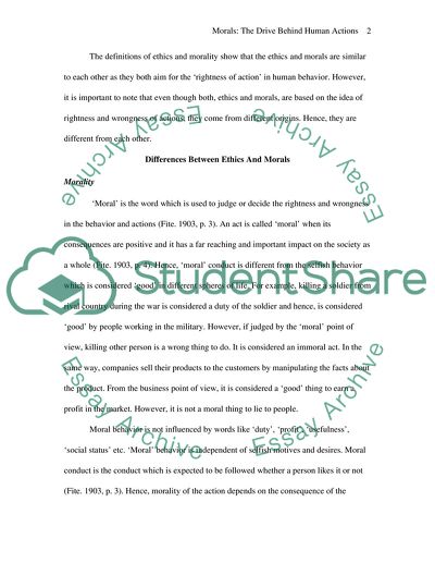 Morals: The Drive Behind Human Actions