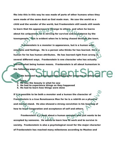 Human Attributes and Emotions in Frankenstein by Mary Shelley