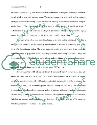 The English Immigration Policy