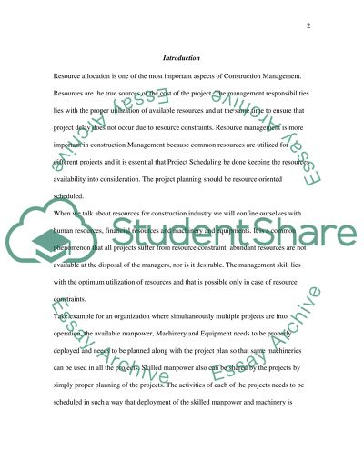 Resource Allocation and Aggregation in Construction Project Management