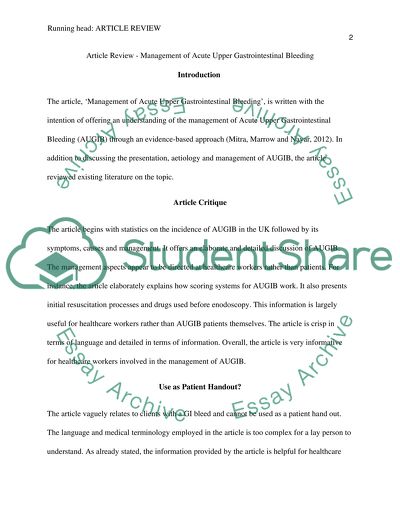 Management of acute upper gastrointestinal bleeding