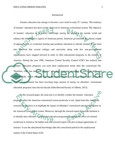 Educating Prison Inmates