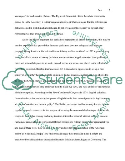 Taxation and Representation Debate