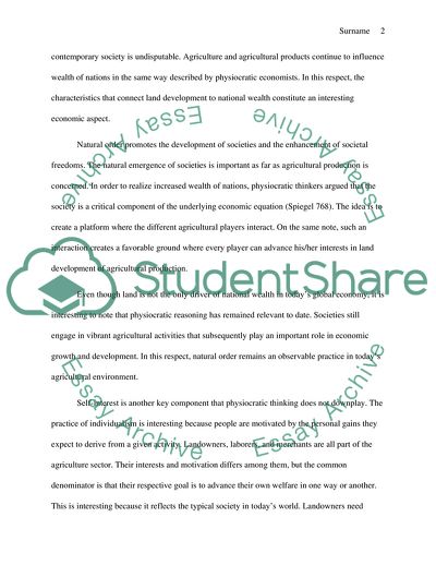 Physiocratic Economic Thinking