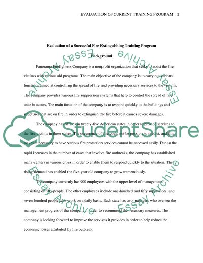 Evaluation of Current Training Program of Panorama Firefighters Company